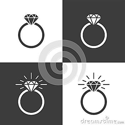 Diamond Ring Icon Flat Graphic Design Vector Illustration