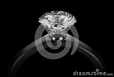 Diamond ring isolated on black background. 3D render Editorial Stock Photo