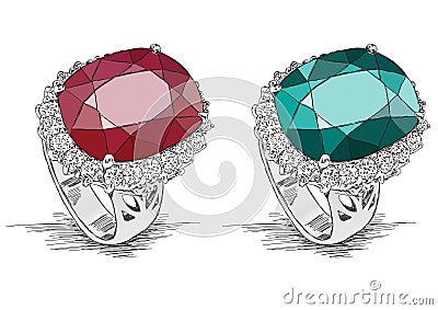Diamond Ring Jewelry Illustration Doodle - Vector Vector Illustration