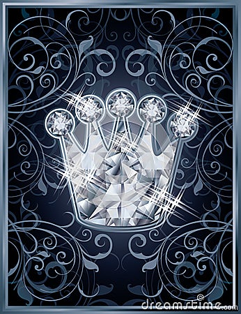 Diamond royal crown VIP card Vector Illustration