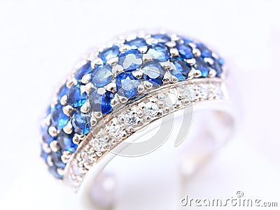 Diamond Sapphire Ring Stock Photo