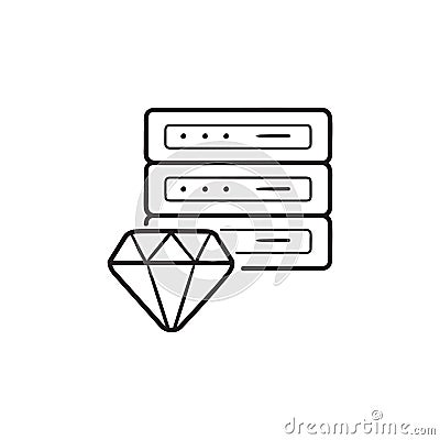 Diamond with server hand drawn outline doodle icon. Vector Illustration