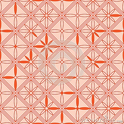 Diamond shape inside flower symmetry seamless pattern Vector Illustration