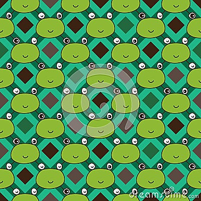 Diamond shape line frog head seamless pattern Vector Illustration