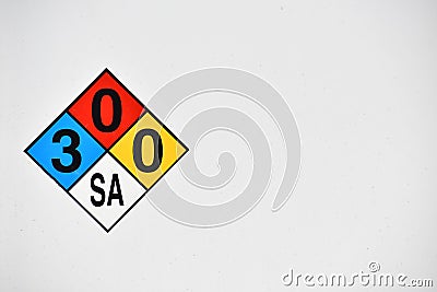Diamond shaped sign provides information about hazards and severity Stock Photo