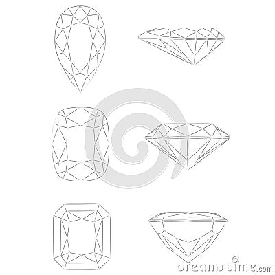 Diamond shapes vector: Pear - Cushion - Radiant Vector Illustration