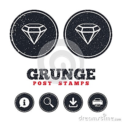 Diamond sign icon. Jewelry symbol. Gem stone. Vector Illustration