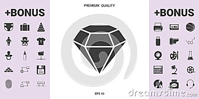 Diamond sign. Jewelry symbol. Gem stone. Flat simple design Vector Illustration