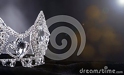 Diamon Silver Crown for Miss Pageant Beauty Contest, Crystal Tia Stock Photo