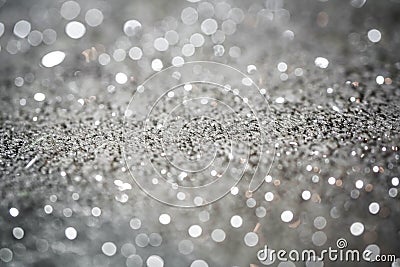 Diamond silver dust on a gray background. glitter texture. water drops macro Stock Photo