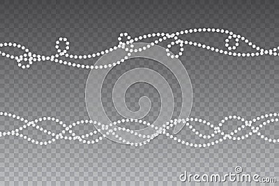 Diamond sparkling beads. Shining precious gems chain. Round shape Vector Illustration