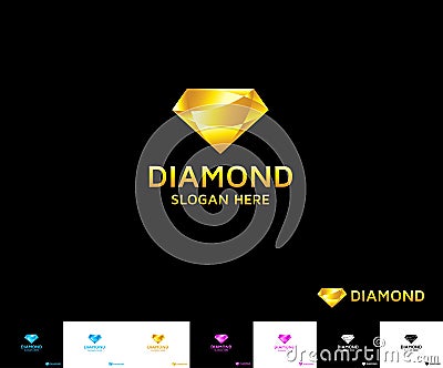 Diamond Sparkling Glass Metal logo. Vector Illustration