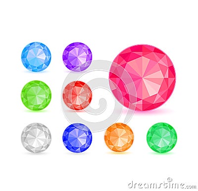 Diamond Stone Icon Set Stock Photo