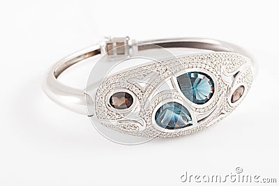 Diamond and topaz bracelet Stock Photo