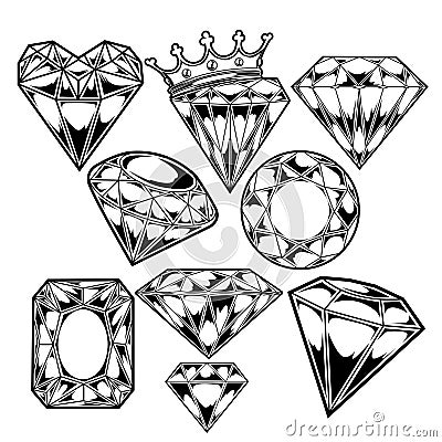 Diamond Vector Clip Art Graphics Black Set Vector Illustration