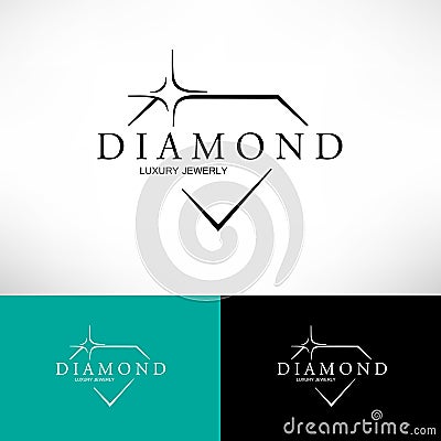 Diamond vector icon set in line style. Logo design. Vector Illustration