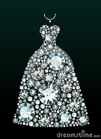 Diamond Wedding Dress Vector Illustration