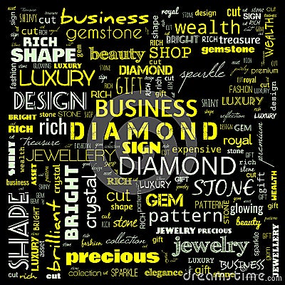 diamond word cloud,text, word cloud use for banner, painting, motivation, web-page, website background, t-shirt & shirt printing, Cartoon Illustration