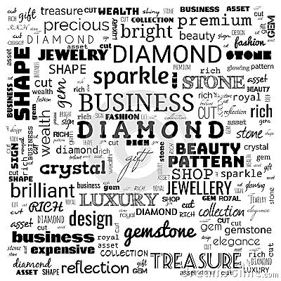 diamond word cloud,text, word cloud use for banner, painting, motivation, web-page, website background, t-shirt & shirt printing, Cartoon Illustration