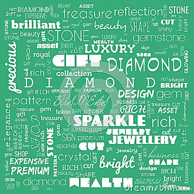 diamond word cloud,text, word cloud use for banner, painting, motivation, web-page, website background, t-shirt & shirt printing, Cartoon Illustration