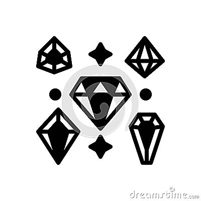 Black solid icon for Diamonds, shine and crystal Vector Illustration