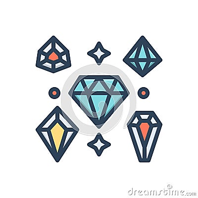 Color illustration icon for Diamonds, shine and crystal Vector Illustration