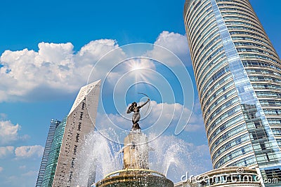 Diana the Huntress Fountain, Fuente de la Diana Cazadora, located in the roundabout at Paseo de la Reforma Editorial Stock Photo