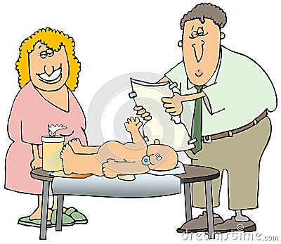 Diaper Change Cartoon Illustration