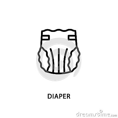 Diaper flat line icon. Vector illustration baby nappy. Vector Illustration