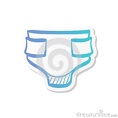 Sticker style icon - Diaper Vector Illustration