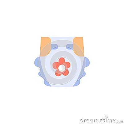 Diaper isolated flat icon. Blue newborn nappy Vector Illustration