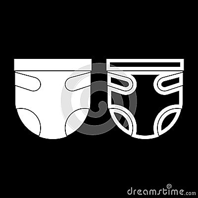 Diaper or nappy icon set white color illustration flat style simple image Vector Illustration