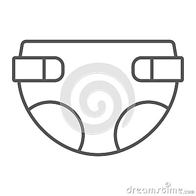 Diaper thin line icon, baby and nappy, hygiene sign, vector graphics, a linear pattern on a white background. Vector Illustration