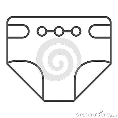 Diaper thin line icon. Disposable diaper vector illustration isolated on white. Nappy outline style design, designed for Vector Illustration