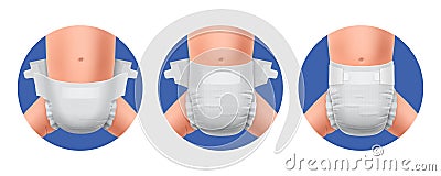 Diapers Changing Set Vector Illustration