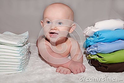 Diapers: Cloth vs. Disposable Stock Photo