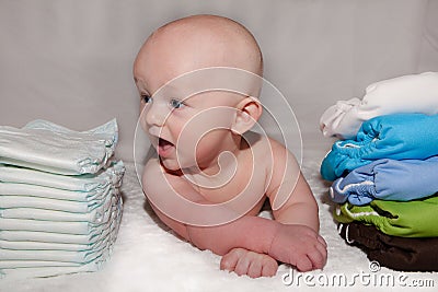 Diapers: Disposable vs. Cloth Stock Photo
