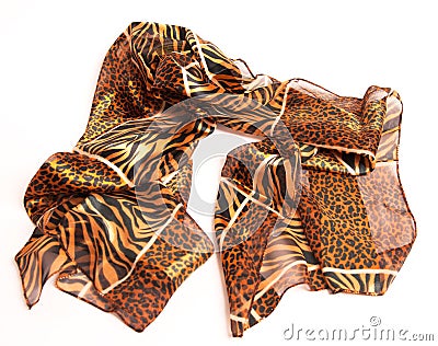 Diaphanous scarf in browns and cream Stock Photo