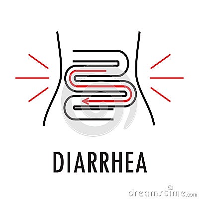 Diarrhea or food poisoning. Logo or icon template in linear style isolated on white background. Vector Illustration