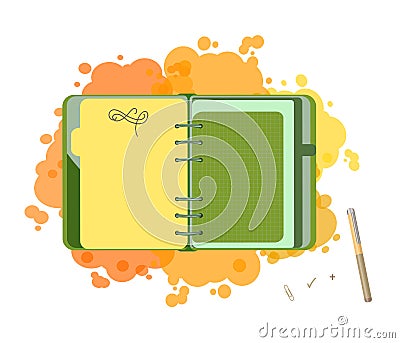 Diary with blank list. Vector Illustration