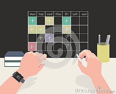 Diary. Completing tasks Vector Illustration