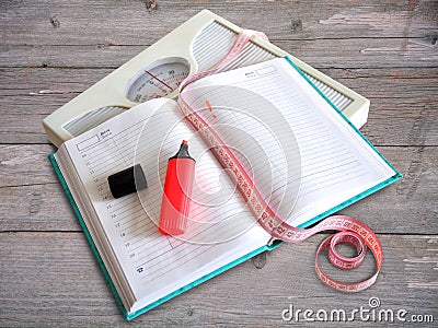 Diary losing weight women Stock Photo