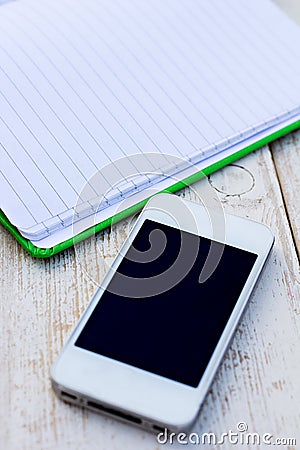 Diary; mobile phone; tablet PC Stock Photo