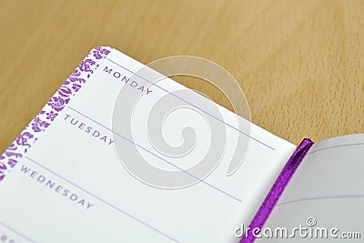 Diary with names of week days Stock Photo