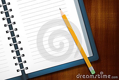 Diary and Pencil Stock Photo