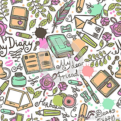 Diary Seamless Pattern Vector Illustration