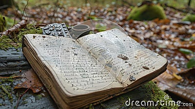 The diarys pages include spaces for jotting down the weather conditions time of day and location of each observation. Stock Photo