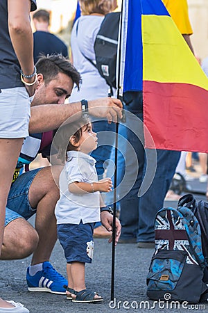 Diaspora protest in Bucharest against the government. Editorial Stock Photo