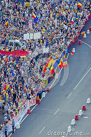 Diaspora protest in Bucharest against the government. Editorial Stock Photo