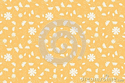 Diasy flowers seamless pattern white yellow orange Vector Illustration